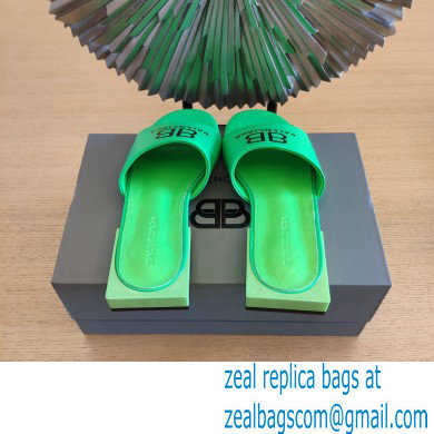 Balenciaga Squared Heel 2.5cm Box Sandals BB Logo Croco Pattern Green 2021