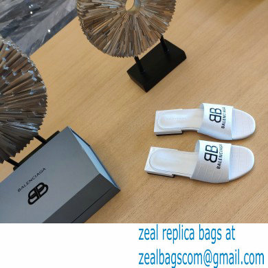 Balenciaga Squared Heel 2.5cm Box Sandals BB Logo Croco Pattern White 2021 - Click Image to Close