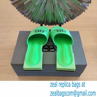 Balenciaga Squared Heel 2.5cm Box Sandals BB Logo Green 2021 - Click Image to Close