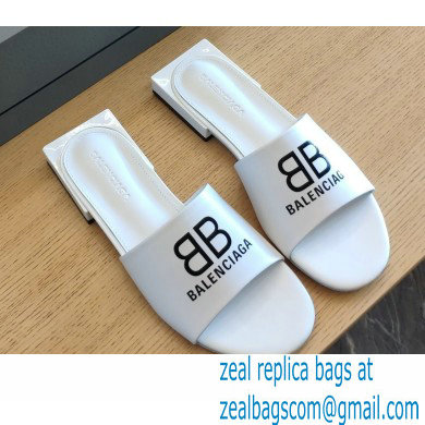 Balenciaga Squared Heel 2.5cm Box Sandals BB Logo White 2021 - Click Image to Close