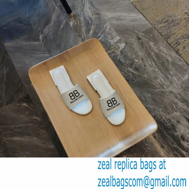 Balenciaga Squared Heel 2.5cm Box Sandals BB Logo White 2021