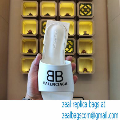 Balenciaga Squared Heel 2.5cm Box Sandals BB Logo White 2021 - Click Image to Close
