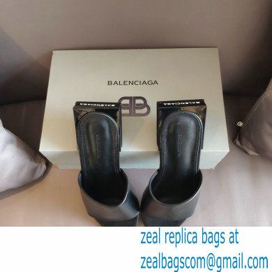 Balenciaga Squared Heel 2.5cm Box Sandals Logo Back Black 2021