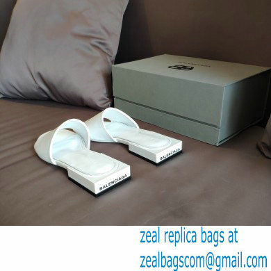 Balenciaga Squared Heel 2.5cm Box Sandals Logo Back White 2021