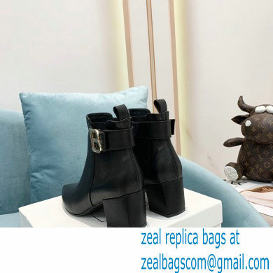 Balmain Heel 6cm Ankle Boots Leather Black with Balmain Monogram Logo 2021 - Click Image to Close