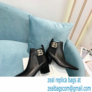 Balmain Heel 6cm Ankle Boots Leather Black with Balmain Monogram Logo 2021