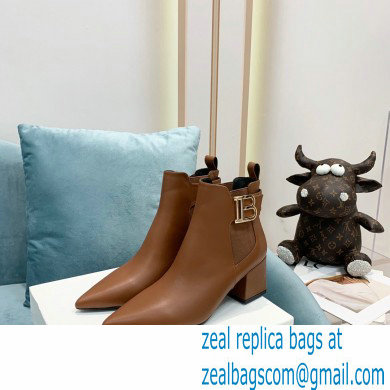 Balmain Heel 6cm Ankle Boots Leather Brown with Balmain Monogram Logo 2021 - Click Image to Close