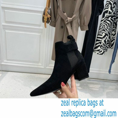 Balmain Heel 6cm Ankle Boots Suede Black with Balmain Monogram Logo 2021 - Click Image to Close