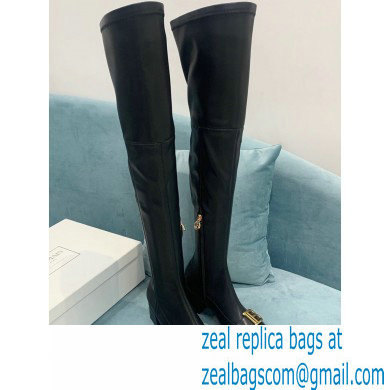 Balmain Heel 6cm B Plaque Thigh-high Boots Leather Black 2021 - Click Image to Close