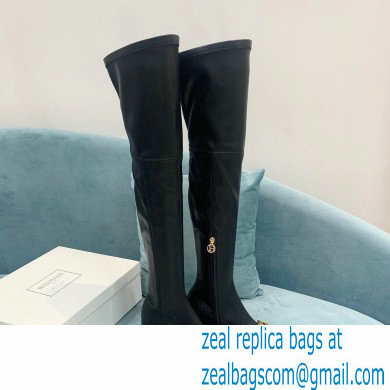 Balmain Heel 6cm B Plaque Thigh-high Boots Leather Black 2021 - Click Image to Close