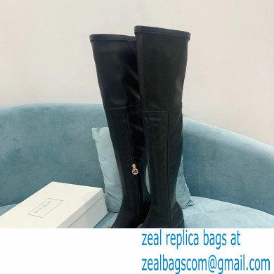 Balmain Heel 6cm B Plaque Thigh-high Boots Leather Black 2021 - Click Image to Close