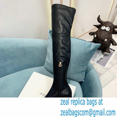 Balmain Heel 6cm B Plaque Thigh-high Boots Leather Black 2021