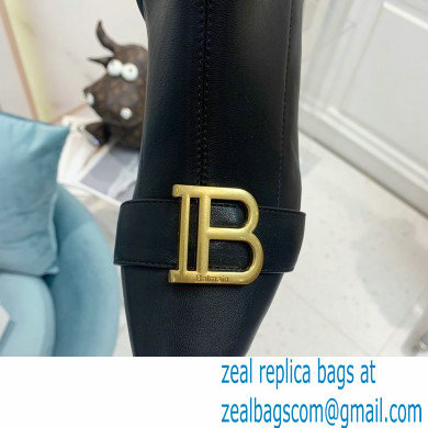 Balmain Heel 6cm B Plaque Thigh-high Boots Leather Black 2021 - Click Image to Close