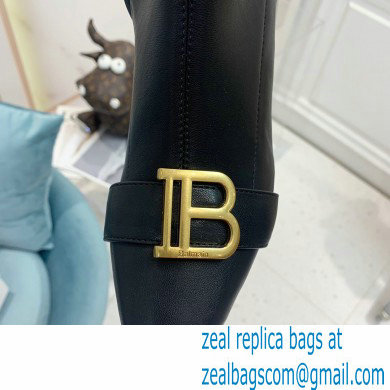 Balmain Heel 6cm B Plaque Thigh-high Boots Leather Black 2021