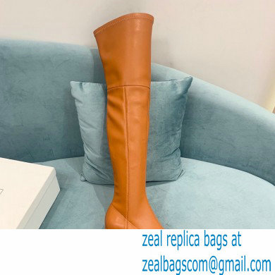 Balmain Heel 6cm B Plaque Thigh-high Boots Leather Brown 2021 - Click Image to Close