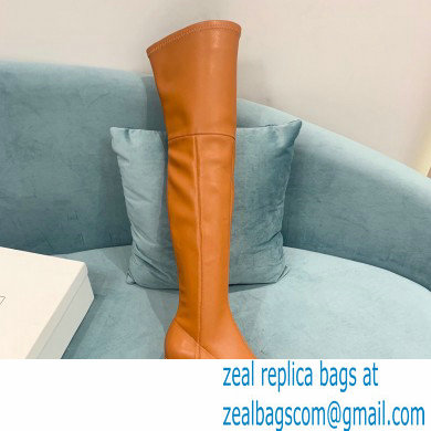 Balmain Heel 6cm B Plaque Thigh-high Boots Leather Brown 2021