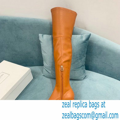 Balmain Heel 6cm B Plaque Thigh-high Boots Leather Brown 2021