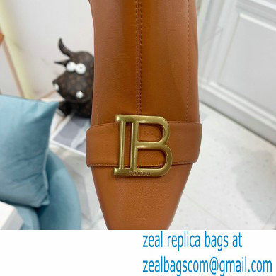 Balmain Heel 6cm B Plaque Thigh-high Boots Leather Brown 2021