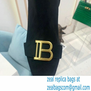 Balmain Heel 6cm B Plaque Thigh-high Boots Suede Black 2021 - Click Image to Close