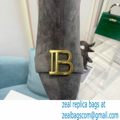 Balmain Heel 6cm B Plaque Thigh-high Boots Suede Gray 2021