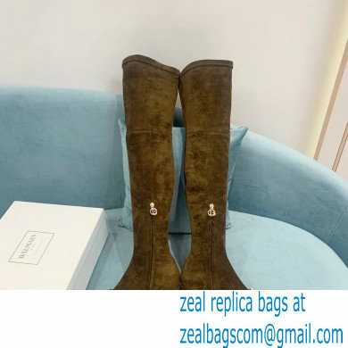Balmain Heel 6cm B Plaque Thigh-high Boots Suede Khaki 2021 - Click Image to Close