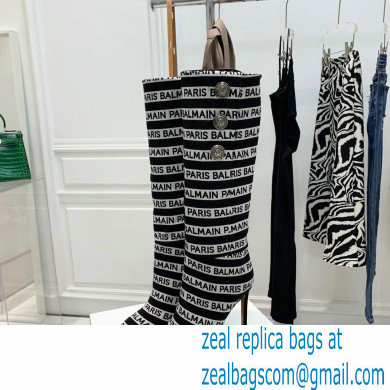 Balmain Heel 9.5cm Jane Stripe logo Thigh-high Boots 2021 - Click Image to Close