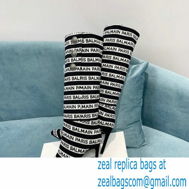 Balmain Heel 9.5cm Jane Stripe logo Thigh-high Boots 2021