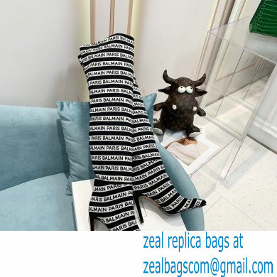 Balmain Heel 9.5cm Janis Stripe logo Thigh-high Boots 2021 - Click Image to Close