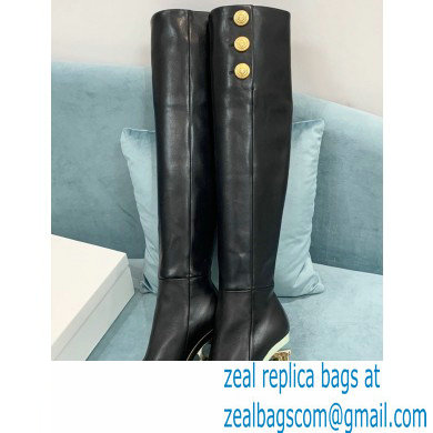 Balmain Heel 9.5cm Nelly Thigh-high Boots Leather Black 2021 - Click Image to Close