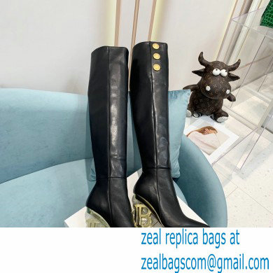 Balmain Heel 9.5cm Nelly Thigh-high Boots Leather Black 2021 - Click Image to Close