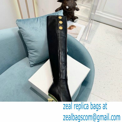 Balmain Heel 9.5cm Nelly Thigh-high Boots Leather Black 2021