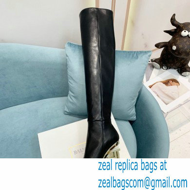 Balmain Heel 9.5cm Nelly Thigh-high Boots Leather Black 2021 - Click Image to Close