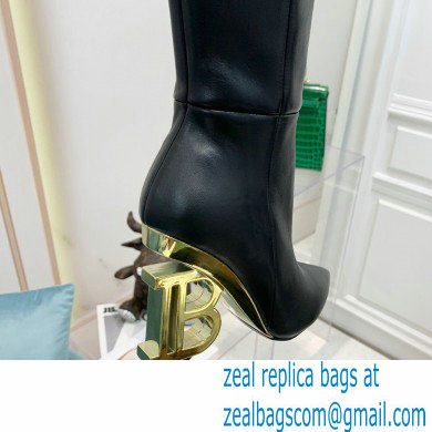 Balmain Heel 9.5cm Nelly Thigh-high Boots Leather Black 2021 - Click Image to Close