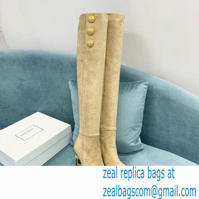 Balmain Heel 9.5cm Nelly Thigh-high Boots Suede Beige 2021