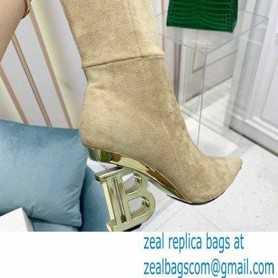 Balmain Heel 9.5cm Nelly Thigh-high Boots Suede Beige 2021