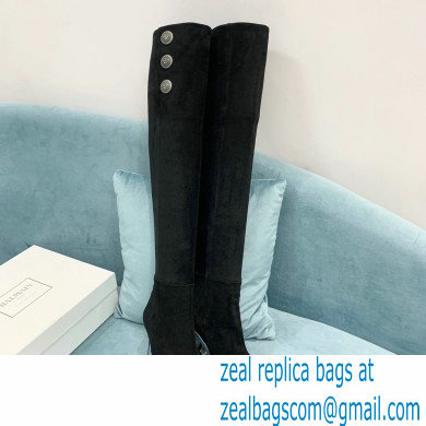 Balmain Heel 9.5cm Nelly Thigh-high Boots Suede Black 2021