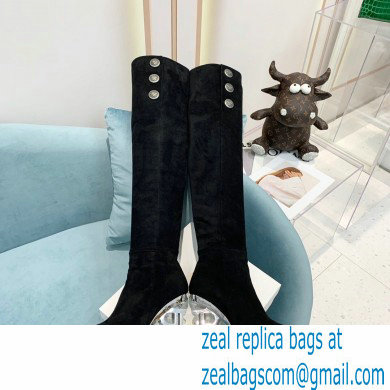 Balmain Heel 9.5cm Nelly Thigh-high Boots Suede Black 2021 - Click Image to Close