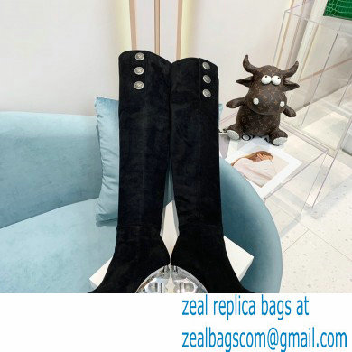 Balmain Heel 9.5cm Nelly Thigh-high Boots Suede Black 2021