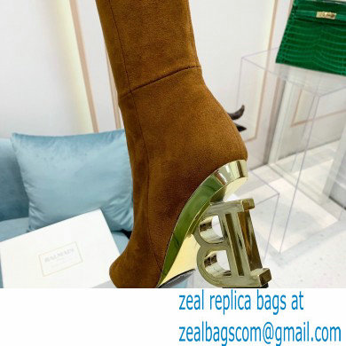 Balmain Heel 9.5cm Nelly Thigh-high Boots Suede Brown 2021