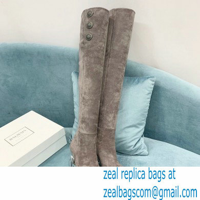 Balmain Heel 9.5cm Nelly Thigh-high Boots Suede Gray 2021