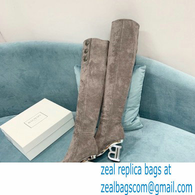 Balmain Heel 9.5cm Nelly Thigh-high Boots Suede Gray 2021