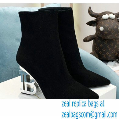 Balmain Heel 9.5cm Nicole Ankle Boots Suede Black 2021