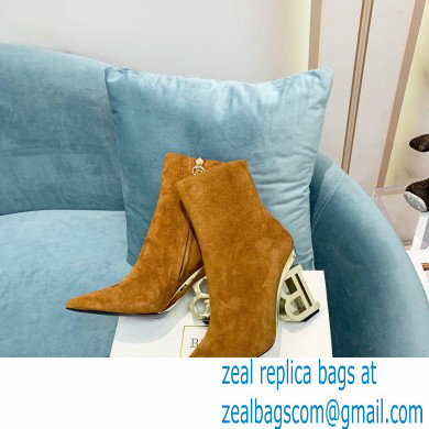 Balmain Heel 9.5cm Nicole Ankle Boots Suede Brown 2021 - Click Image to Close