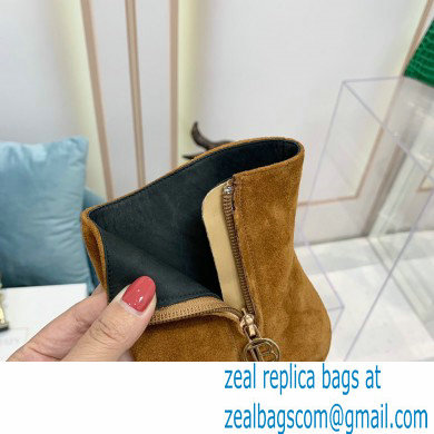 Balmain Heel 9.5cm Nicole Ankle Boots Suede Brown 2021