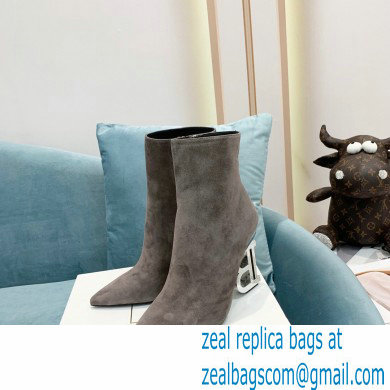 Balmain Heel 9.5cm Nicole Ankle Boots Suede Gray 2021