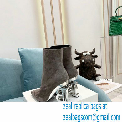 Balmain Heel 9.5cm Nicole Ankle Boots Suede Gray 2021