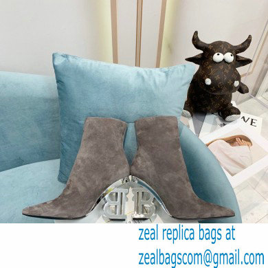 Balmain Heel 9.5cm Nicole Ankle Boots Suede Gray 2021 - Click Image to Close