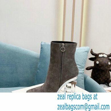 Balmain Heel 9.5cm Nicole Ankle Boots Suede Gray 2021 - Click Image to Close