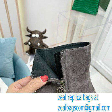 Balmain Heel 9.5cm Nicole Ankle Boots Suede Gray 2021