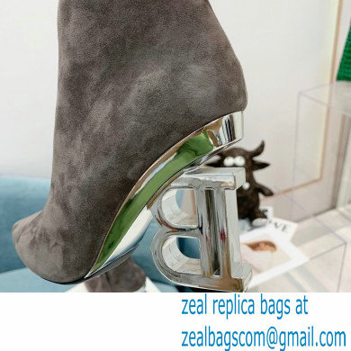 Balmain Heel 9.5cm Nicole Ankle Boots Suede Gray 2021